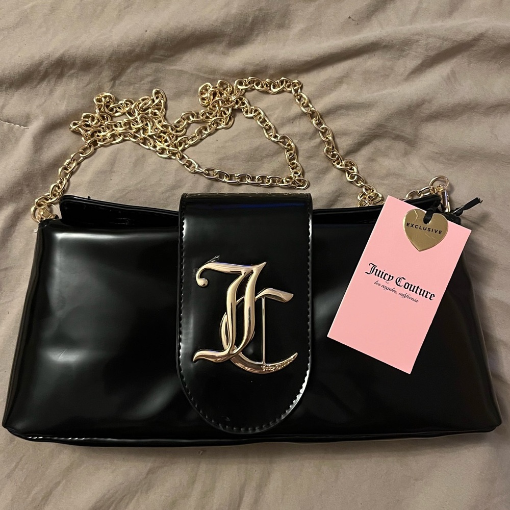 Juicy Couture black purse with detachable gold chain